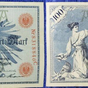 1908 BERLIN, GERMANY 100 REICH MARK BANK NOTE KAISER EMPIRE #NR831884C